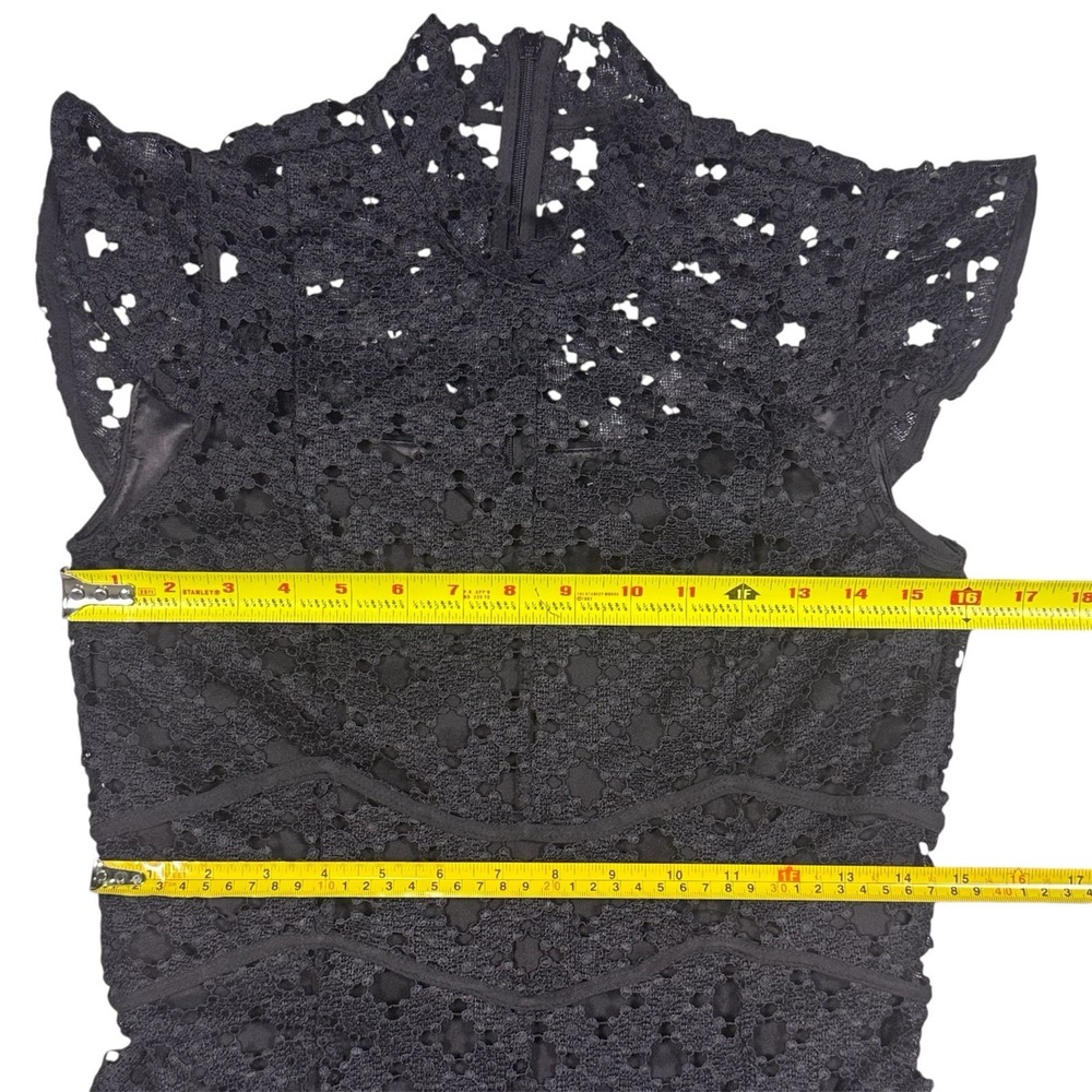 Bardot Black Lace Dress US 4 XS High Neck Cap Sleeve Fit Flare NWT - Picture 9 of 11